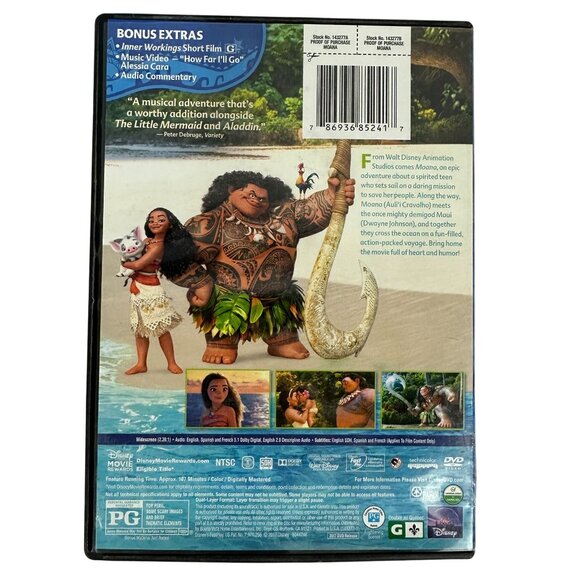 Disney Moana DVD 2016 PG Aulii Cravalho Dwayne Johnson Walt Disney Animation - Picture 2 of 7